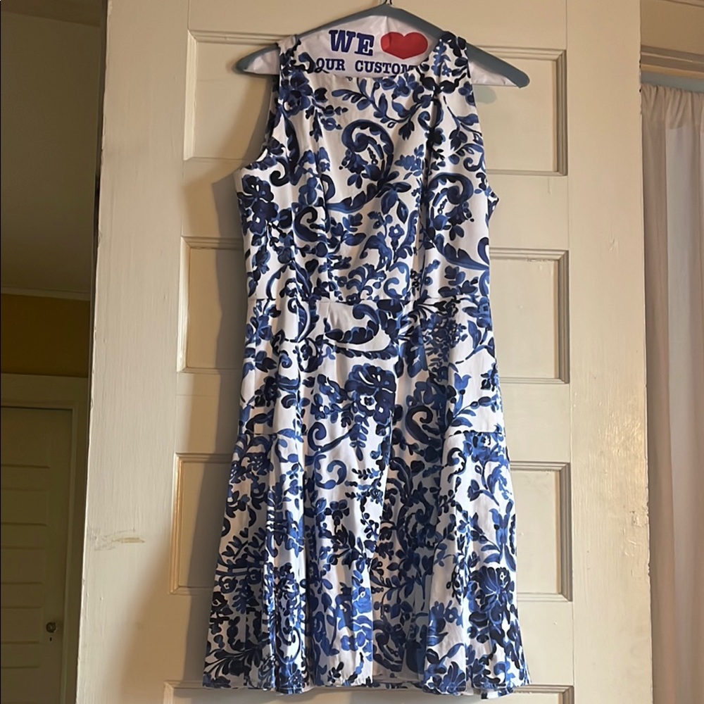 Milly- Summer- Elegant Blue and White Women's Dress Sample Dress- fits like a 4